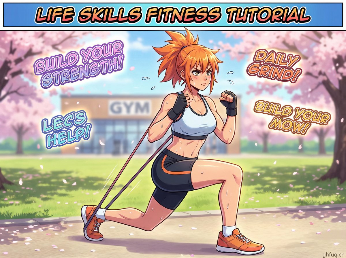 抖音风生活技能-健身动漫教程